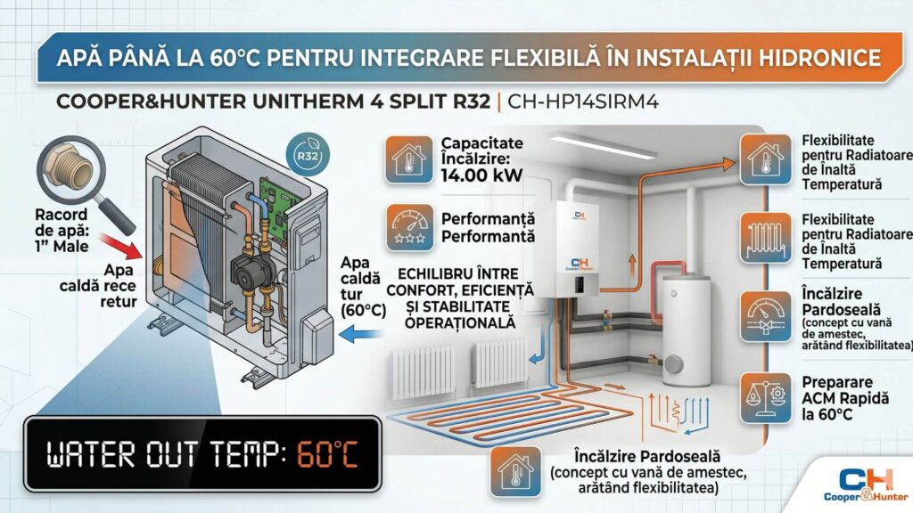 Apă până la 60°C pentru integrare flexibilă
