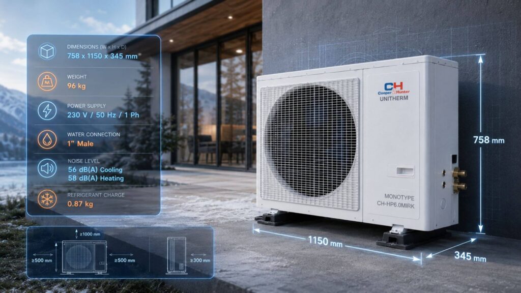 Dimensiuni compacte și date tehnice - CH-HP6.0MIRK