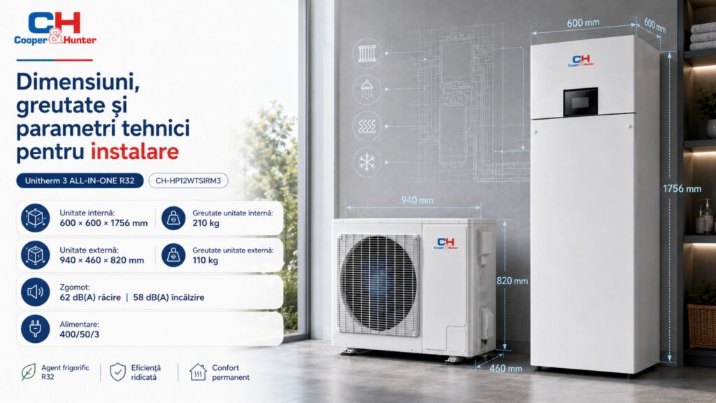 Dimensiuni, greutate și parametri tehnici - CH-HP12WTSIRM3
