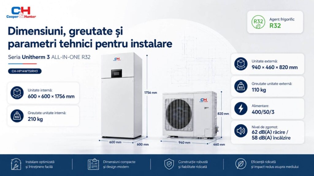 Dimensiuni, greutate și parametri tehnici - CH-HP14WTSIRM3