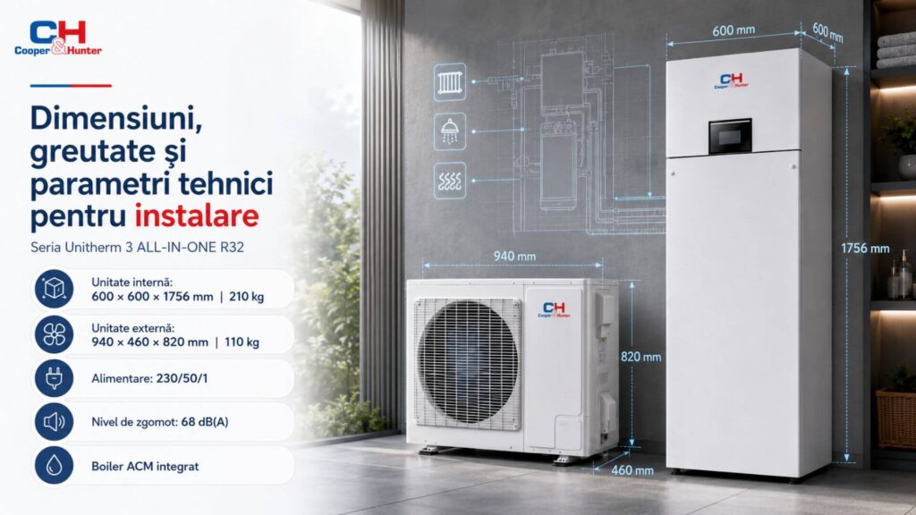 Dimensiuni, greutate și parametri tehnici pentru instalare
