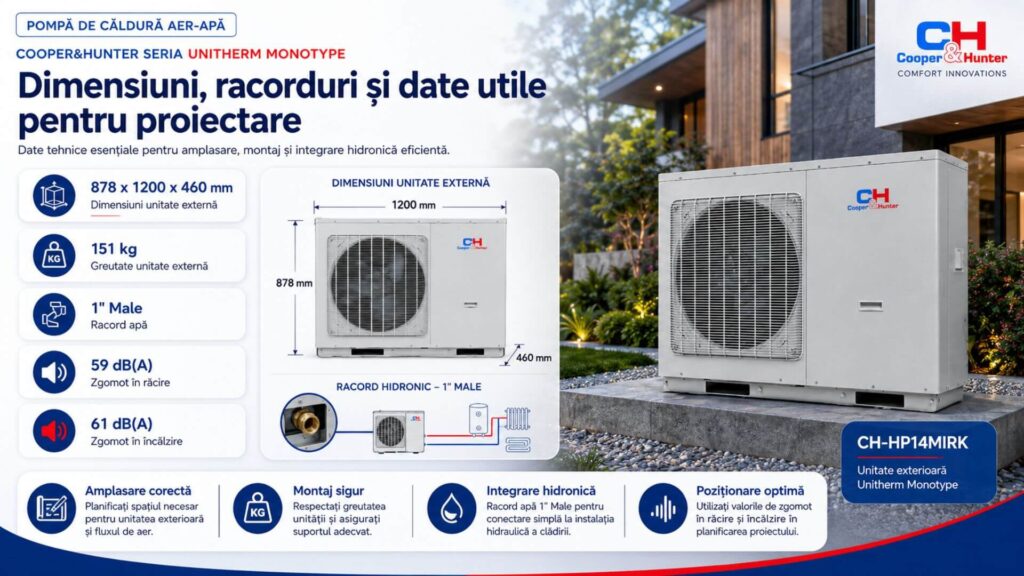 Dimensiuni, racorduri și date utile - CH-HP14MIRK