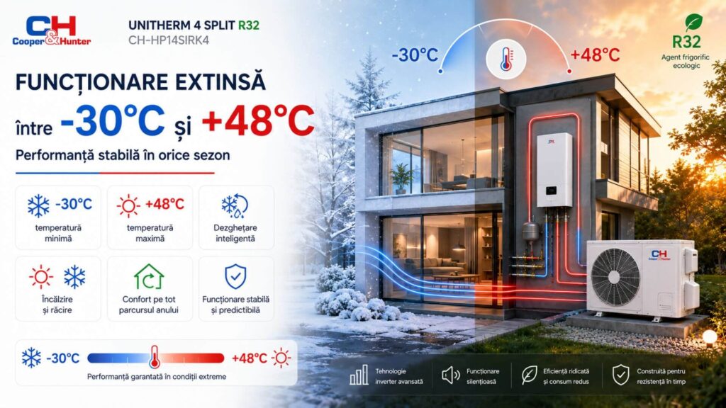 Funcționare extinsă între -30°C și +48°C