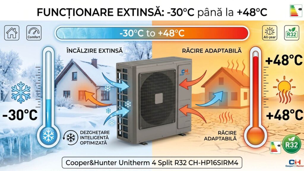 Funcționare extinsă între -30°C și +48°C