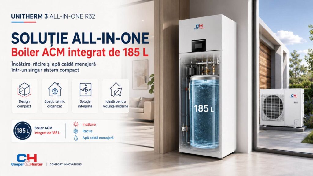 Soluție ALL-IN-ONE cu boiler ACM integrat de 185 L