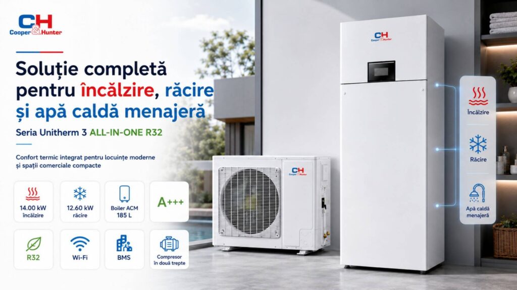 Soluție completă pentru încălzire, răcire și apă caldă menaj