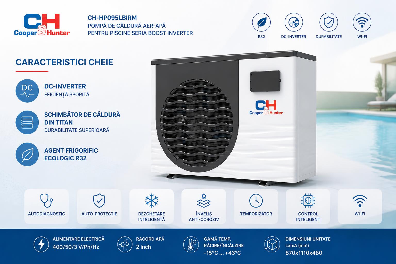 Schimbător de căldură din titan pentru aplicații de piscină