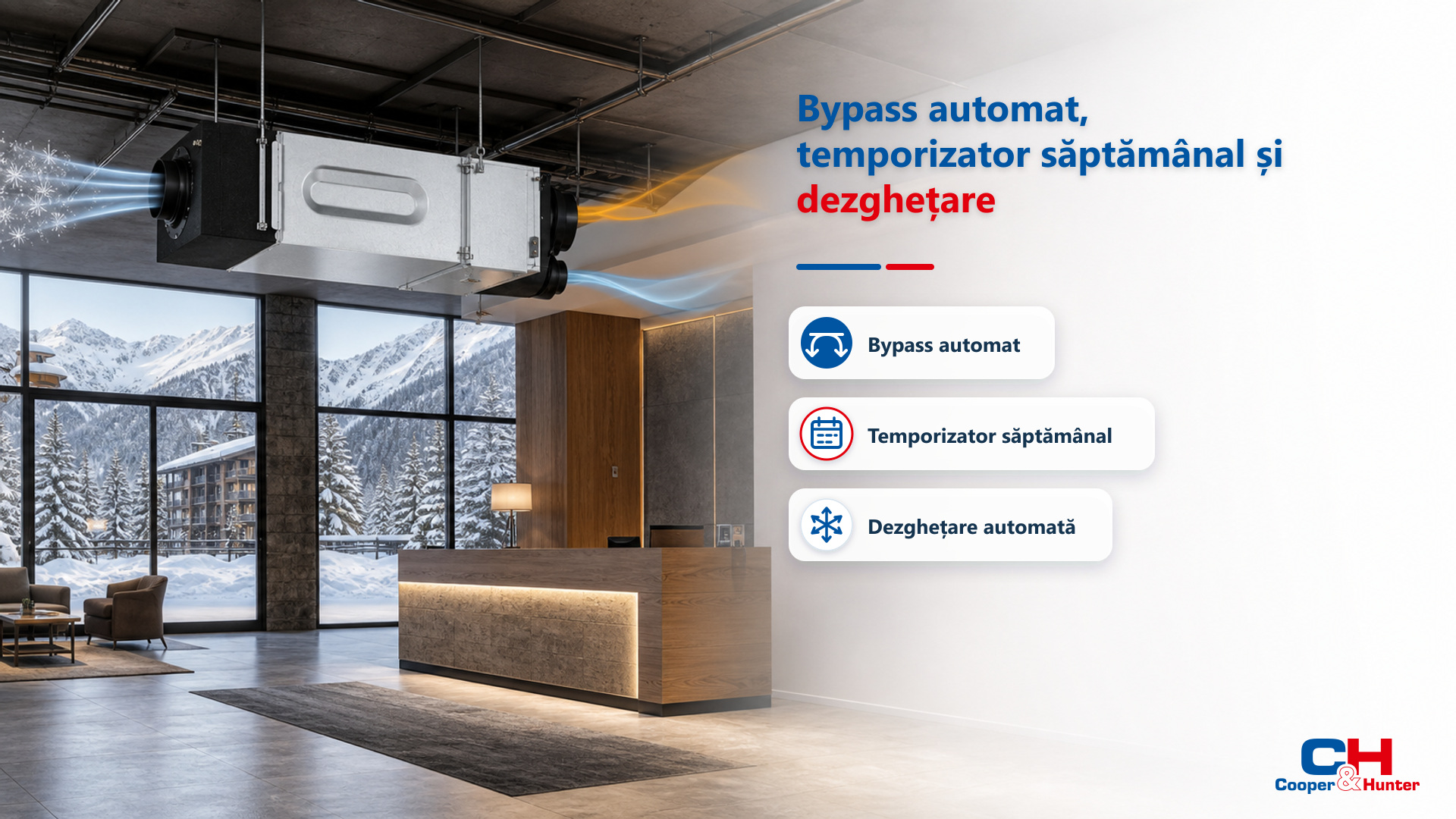 CH-HRV5KDC – Bypass automat, temporizator săptămânal și dezghețare