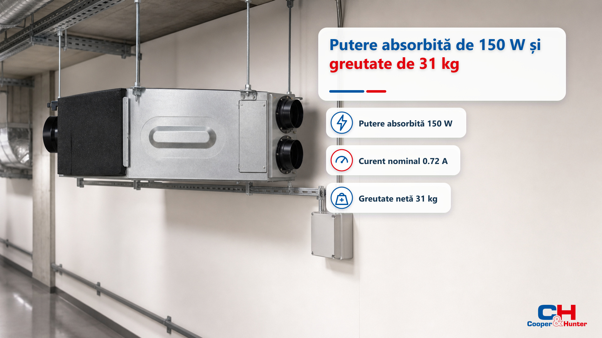 CH-HRV4K2 – Putere absorbită de 150 W și greutate de 31 kg