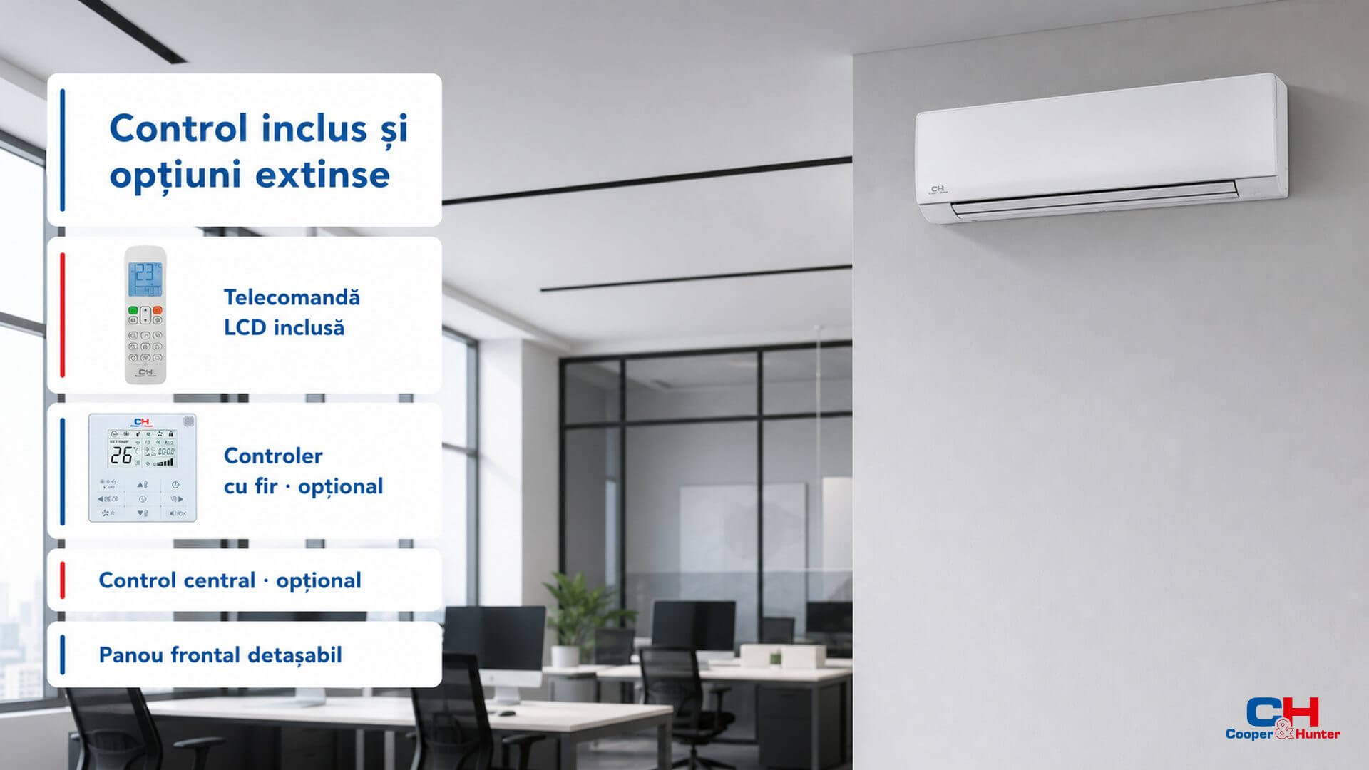 Telecomandă LCD inclusă și opțiuni de control extins