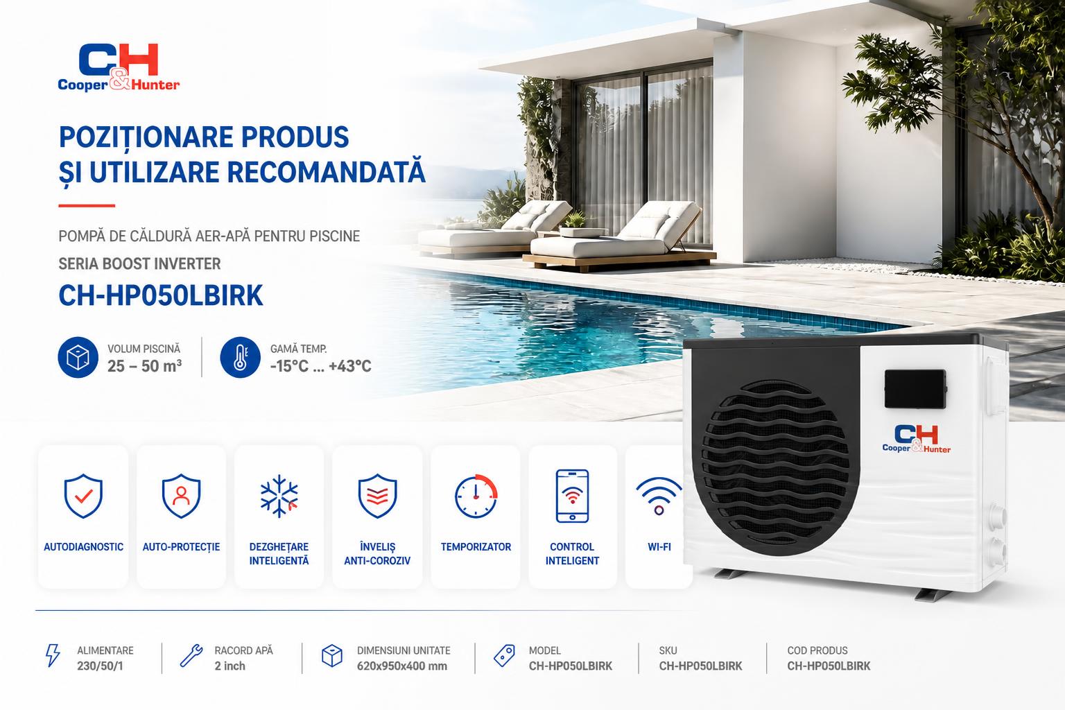 Soluție eficientă pentru piscine de 25–50 m³