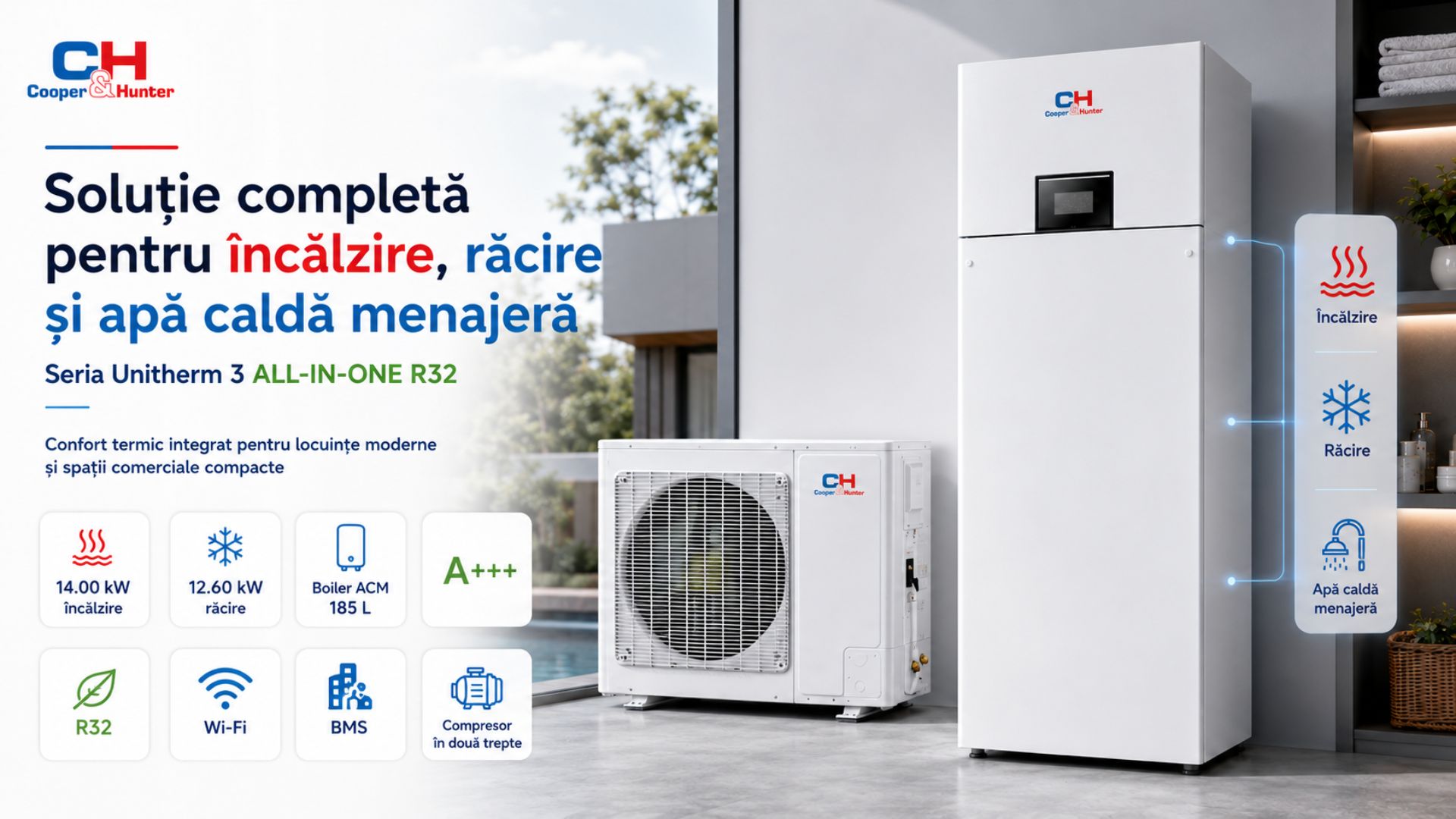 Soluție completă pentru încălzire, răcire și apă caldă menajeră