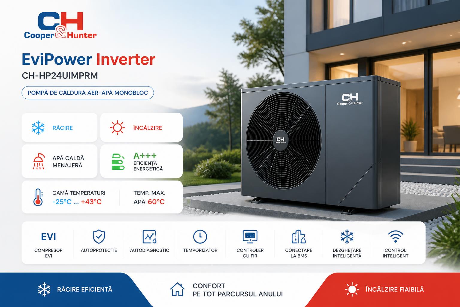 Pompă de căldură aer-apă monobloc pentru instalații moderne