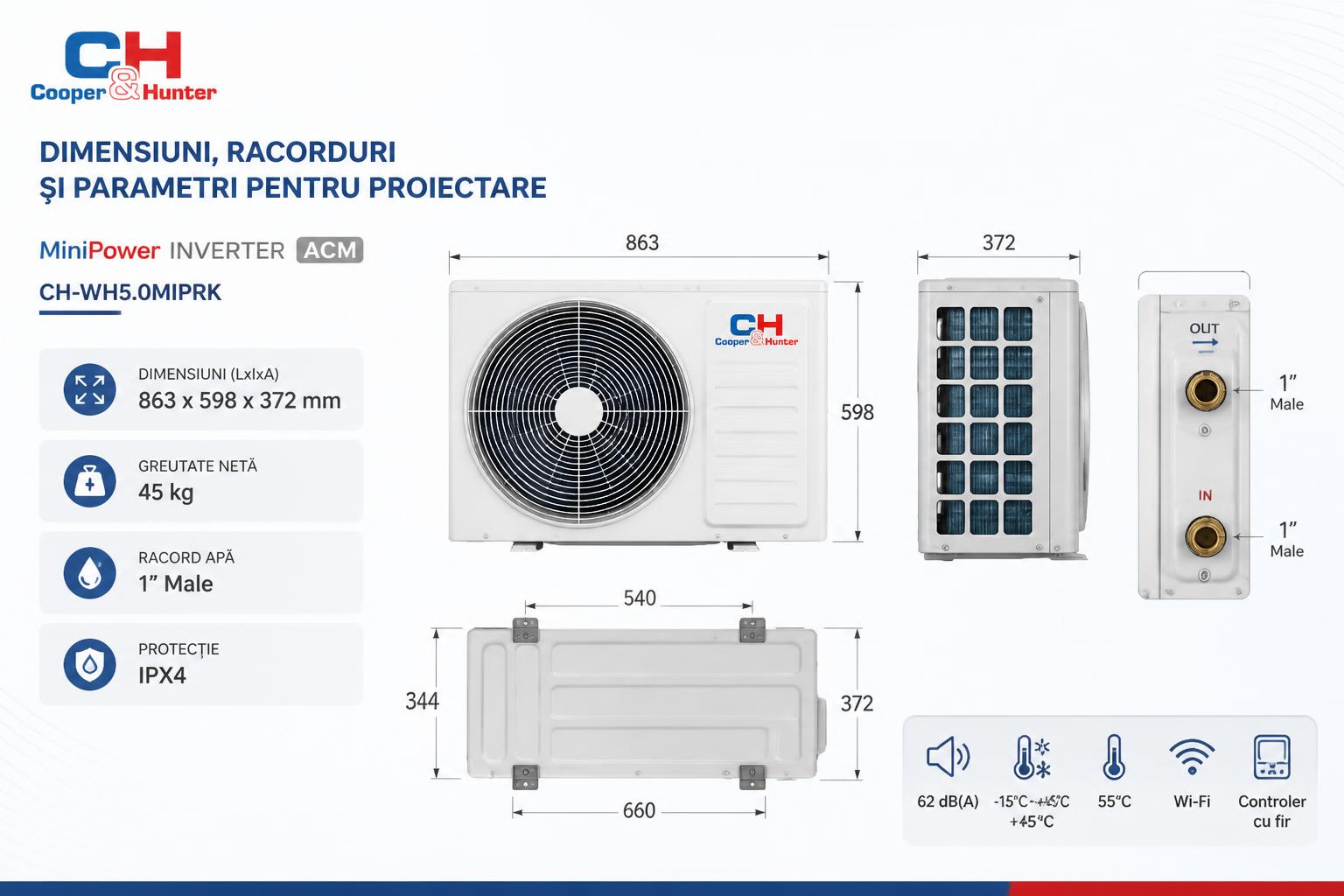 Construcție, agent frigorific și racorduri
